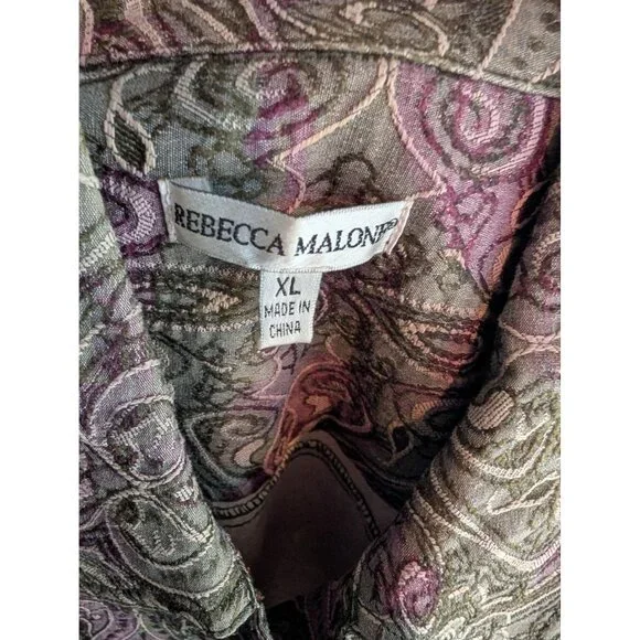 Rebecca Malone Women's Green & Purple Paisley Denim Jacket - XL - Picture 5 of 7